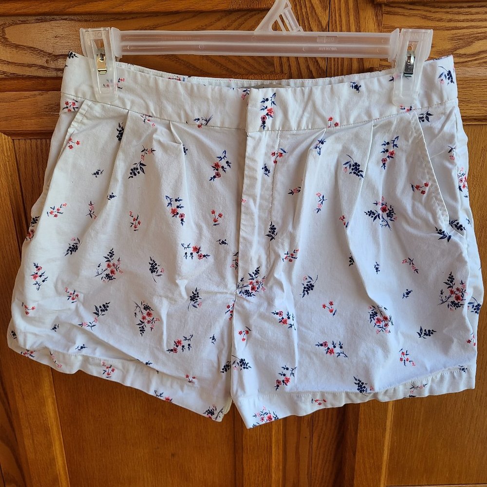 Joie Women's White Floral Pleated Front Shorts Size 4